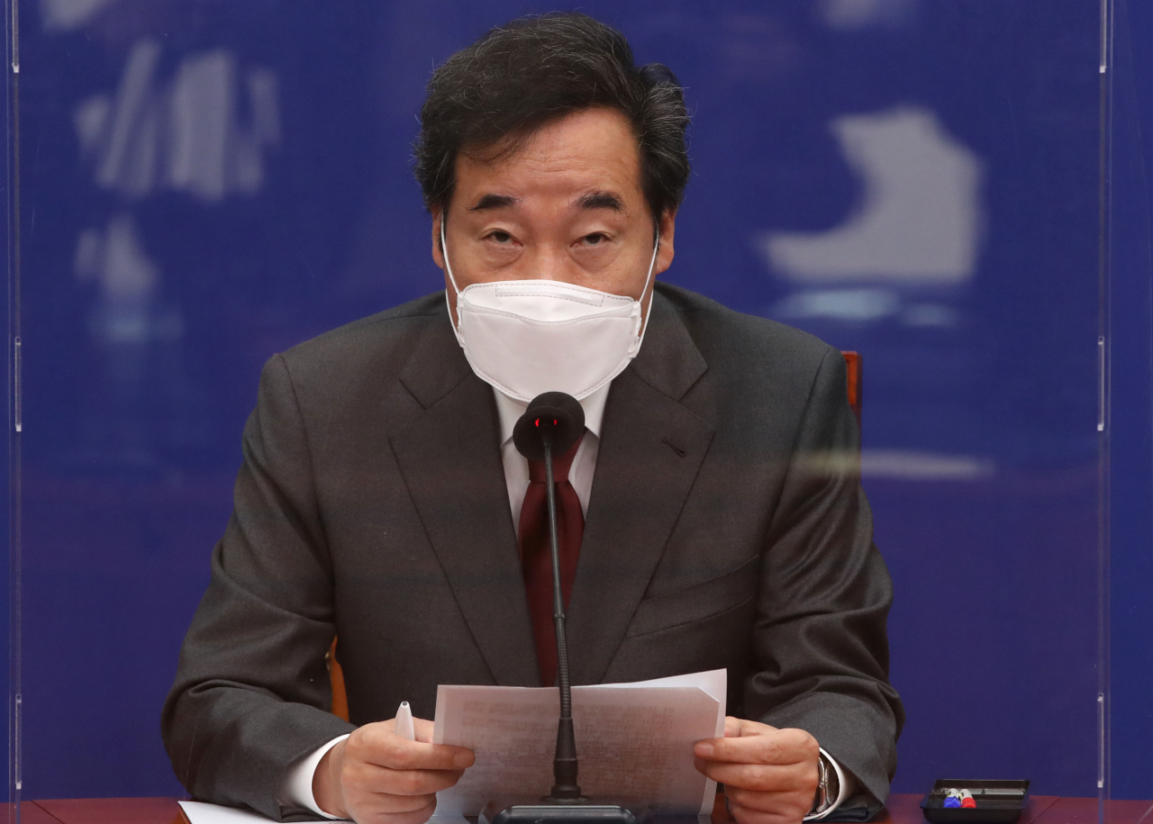 이낙연 더불어민주당 대표가 15일 서울 여의도 국회에서 열린 한반도 TF 발족식에서 발언하고 있다. [연합]