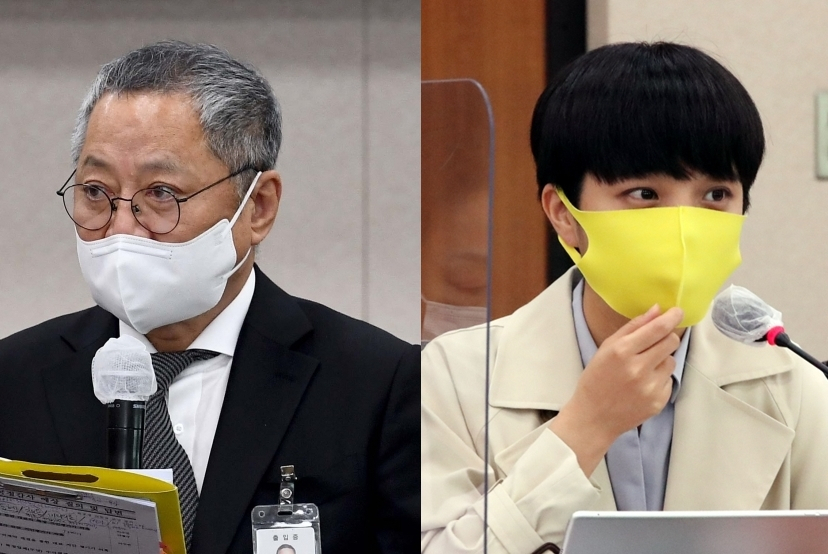 최창희 공영홈쇼핑 대표와 류호정 정의당 의원. [연합]