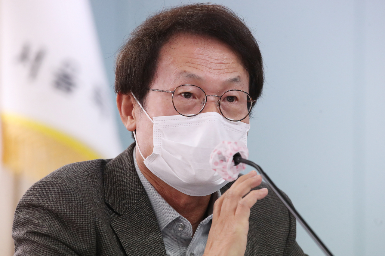 조희연 서울시교육감이 21일 서울 종로구 서울시교육청에서 열린 기자간담회에서 발언하고 있다. [연합]
