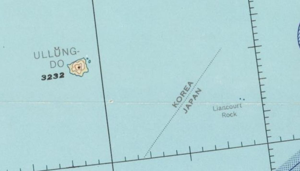 This image from the website of the Japan Institute of International Affairs  shows part of an aerial chart made by the US Air Force in 1954. (Yonhap)