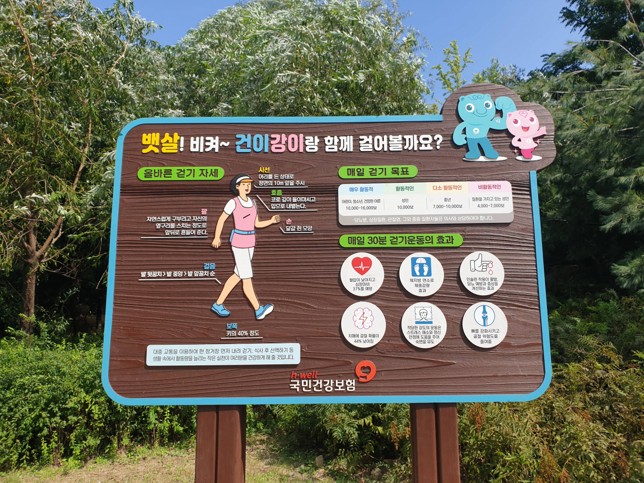 건보공단이 원주시 반곡동 일원에 만든 '건강보험 헬스로드'의 안내 푯말 [건강보험공단 제공]