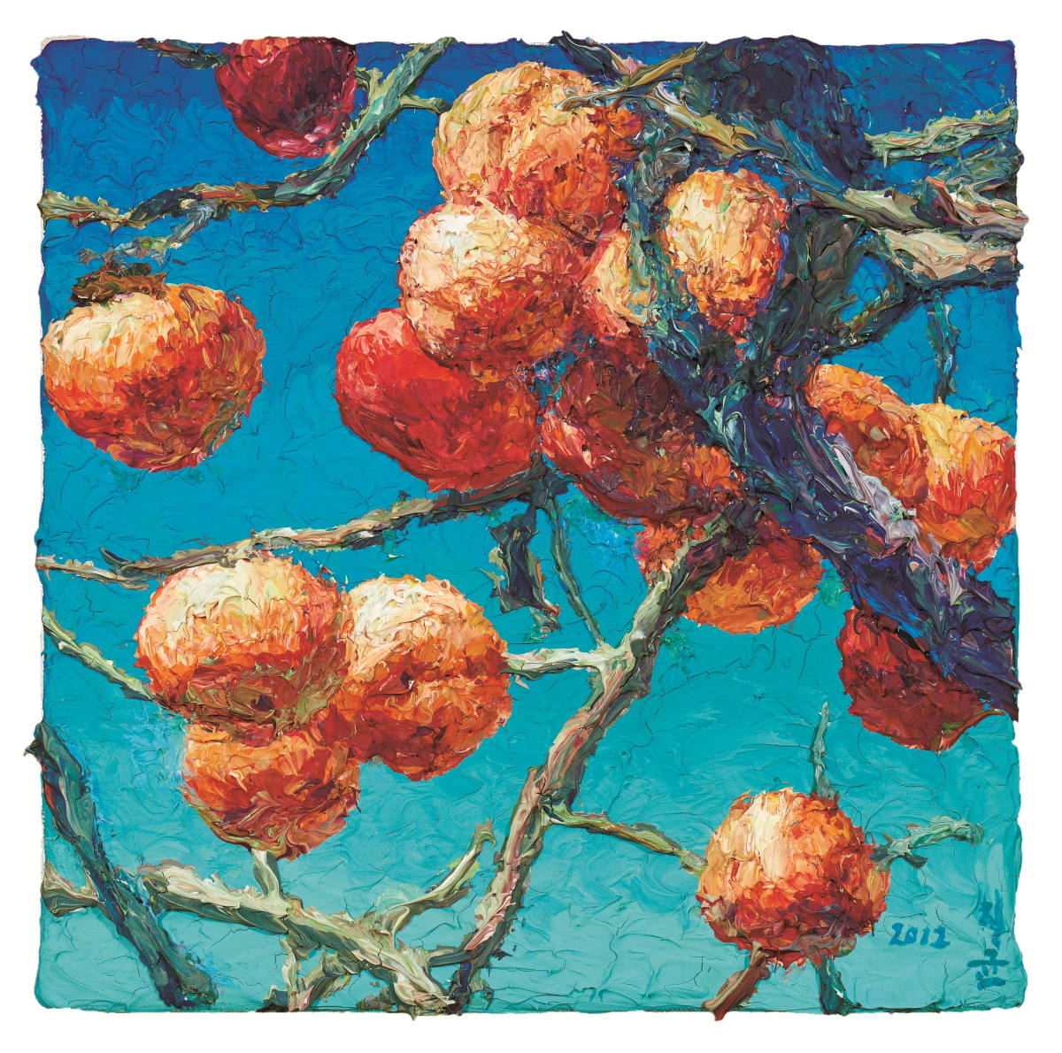 오치균, 감, 캔버스에 아크릴, 30.3&times;30.3cm, 2012