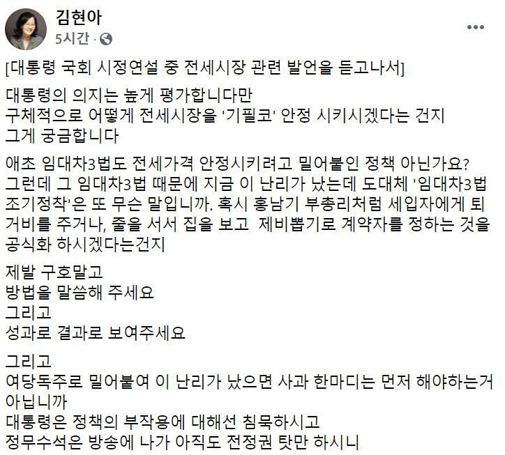 김현아 국민의힘 비상대책위원 페이스북 일부 캡처.