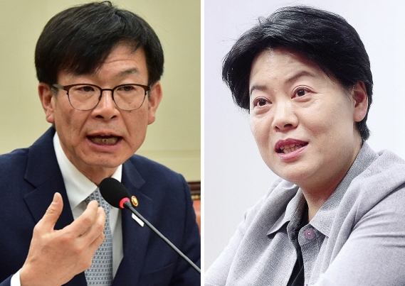 김상조 청와대 정책실장(왼쪽)과 윤희숙 국민의힘 의원. [연합, 헤럴드경제 DB]