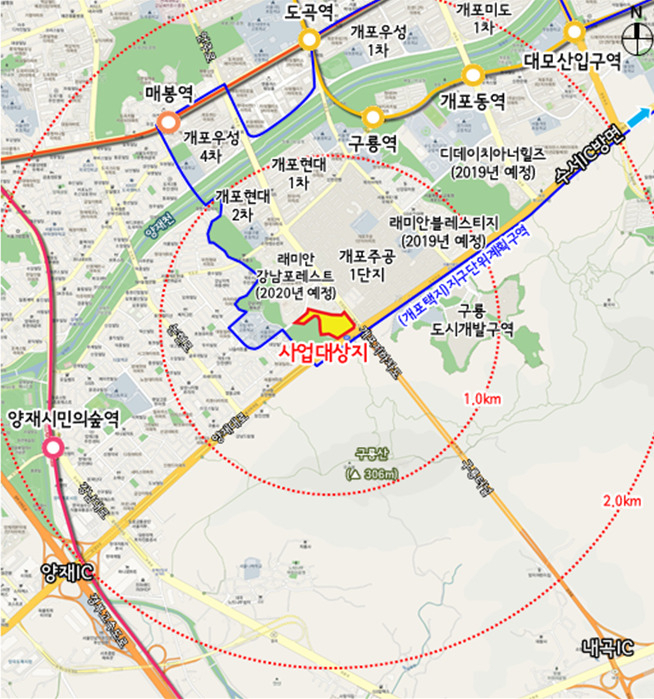 강남구 개포동 658-1번지 일대 개포우성6차 아파트 재건축 정비구역 위치도[서울시 제공]
