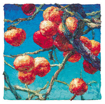 오치균, 감, 캔버스에 아크릴, 30.3x30.3cm, 2012