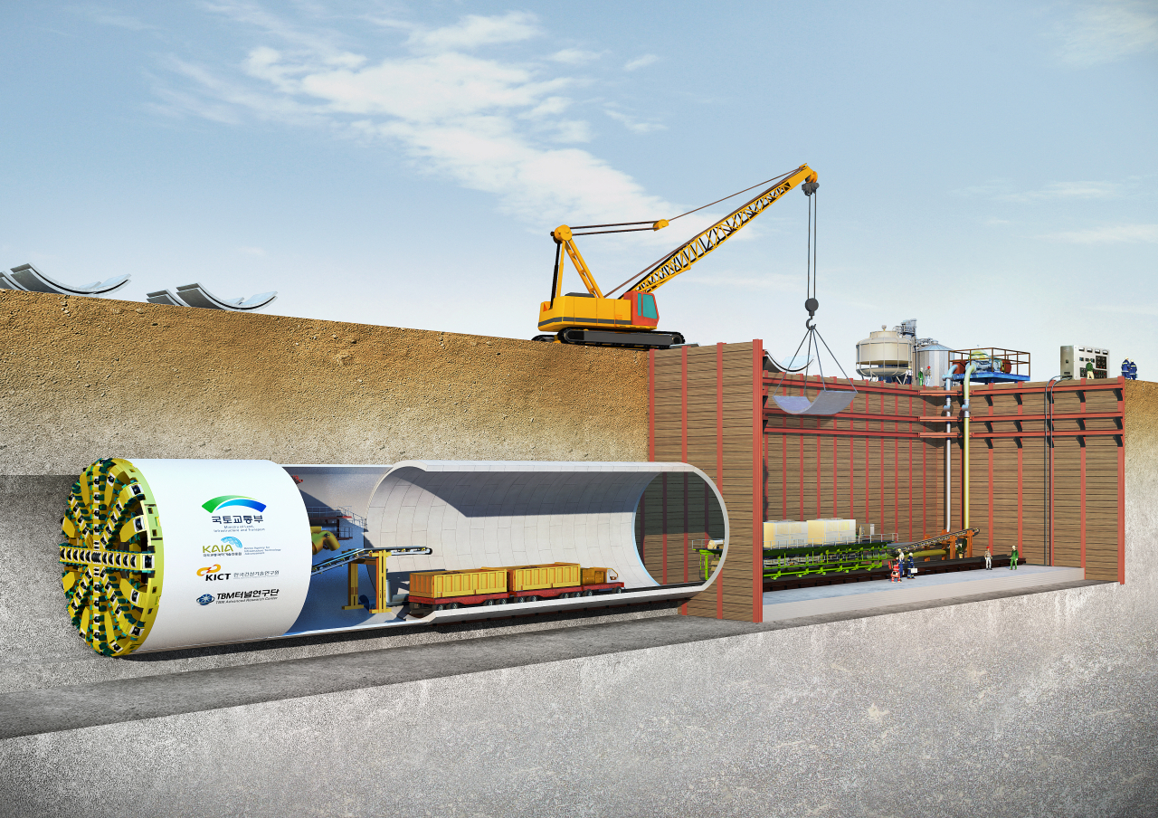 TBM(Tunnel Boring Machine)은 화약을 이용하는 발파공법과 달리 터널 전(全)단면을 기계식으로 굴착하는 장비로서, 소음, 진동 등 공사공해를 최소화할 수 있으며 연장이 긴 장대터널에서 시공속도의 향상 가능하다.[한국건설기술연구원 제공]