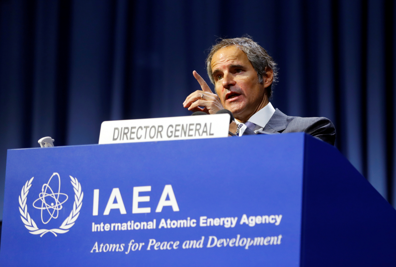 라파엘 그로시 IAEA 사무총장은 11일(현지시간) 유엔총회에서 북하의 핵활동에 여전히 심각하다고 지적했다. 북한은 이에 대해 추측과 조작에 불과하다며 반발했다. 자료사진. [로이터]