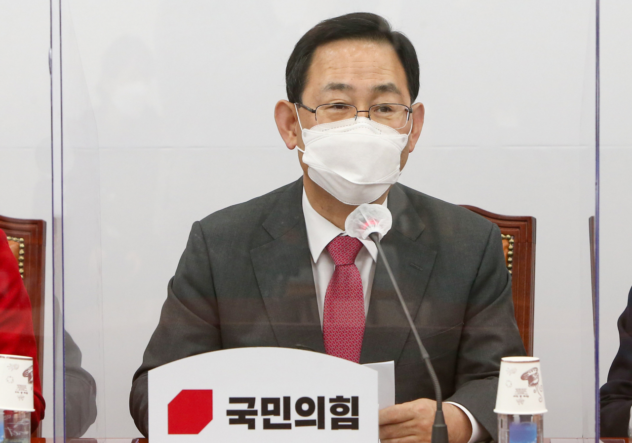 주호영 국민의힘 원내대표가 12일 오전 서울 여의도 국회에서 열린 비상대책위원회의에서 발언하고 있다. [연합]
