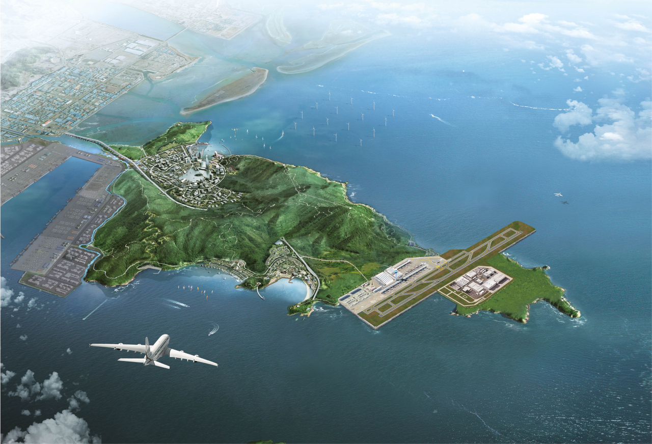 부산시가 가덕도에 추진하려는 신공항 조감도. [연합]
