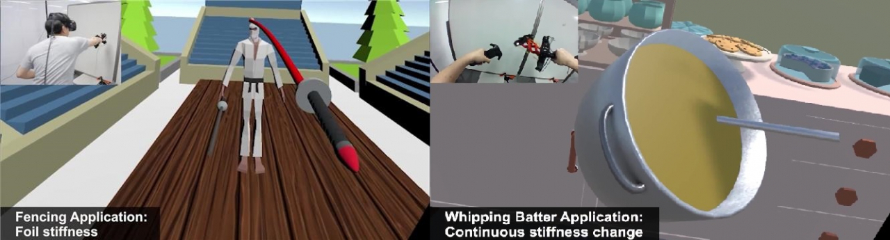 엘라스틱 컨트롤러를 활용한 VR 애플리케이션 예시.[KAIST 제공]