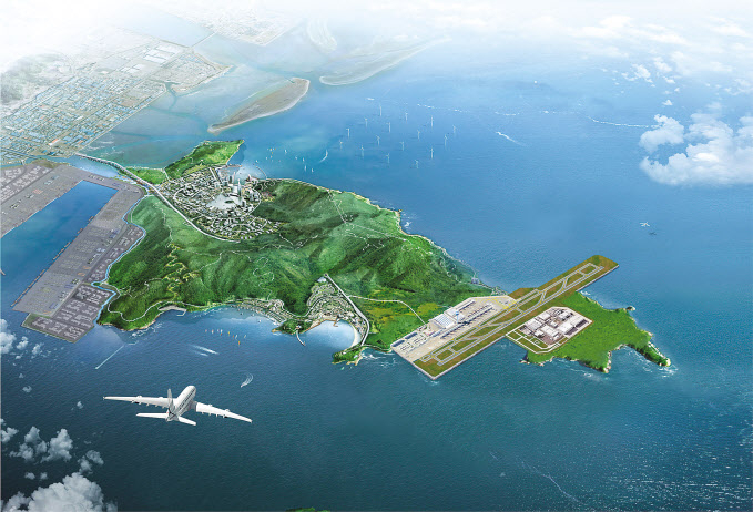 부산시가 가덕도에 추진하려는 신공항 조감도. [연합]