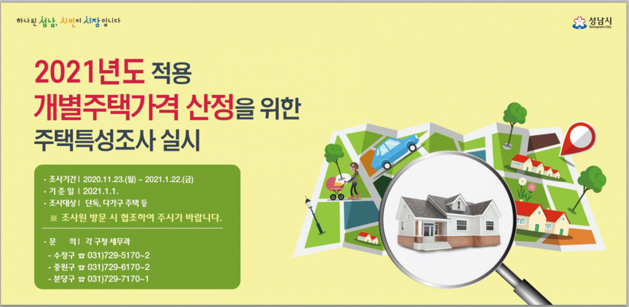 개별주택가격 특성조사 안내 포스터.