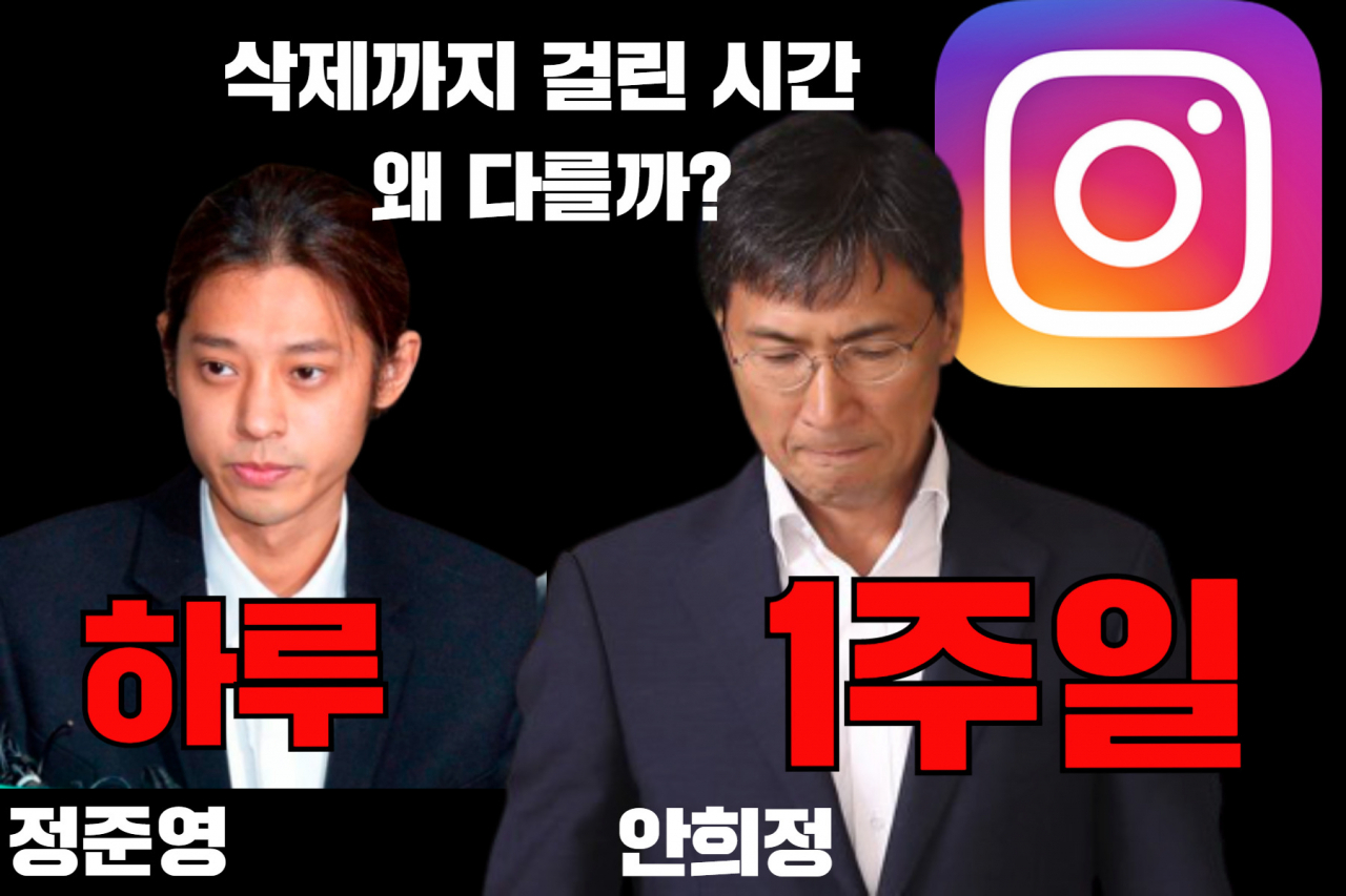 “정준영은 하루, 안희정은 1주일” 인스타 삭제…왜 다를까? [IT선빵!]