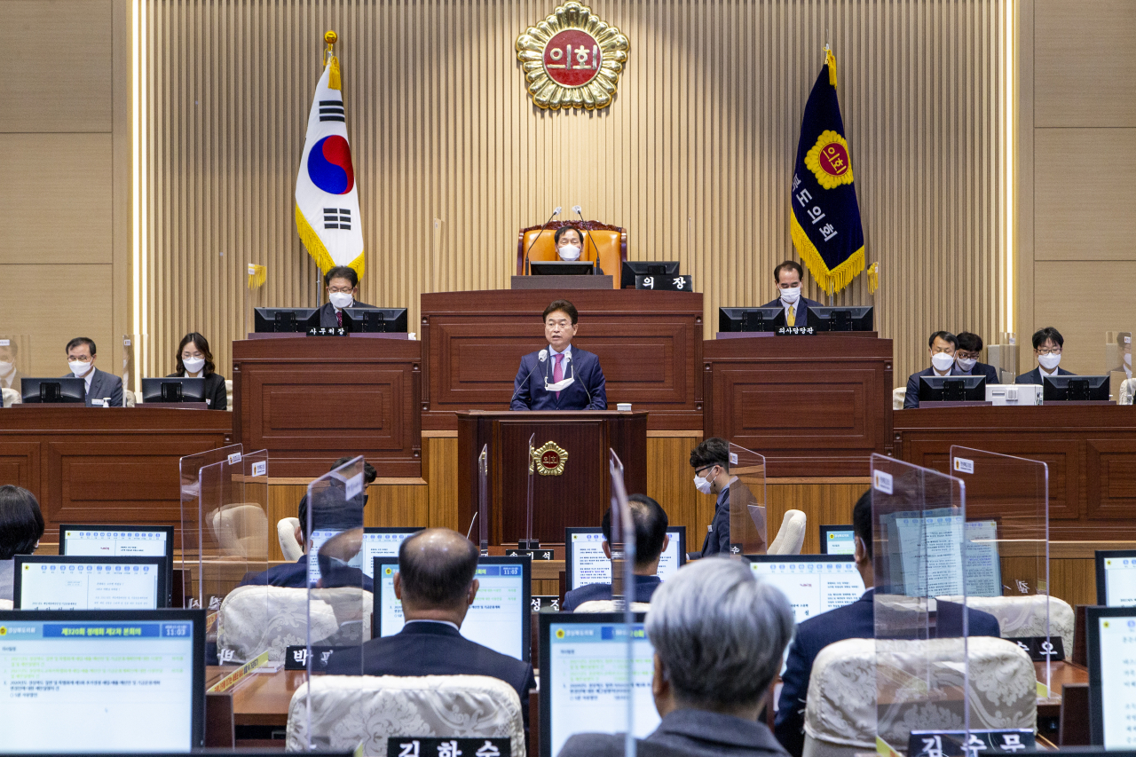 이철우 경북지사 도의회 시정연설 모습.[경북도 제공]
