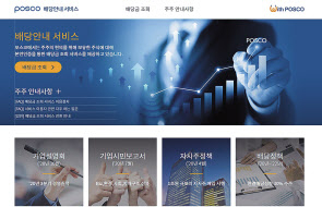포스코 배당금 조회 전용 웹페이지 캡처 화면.