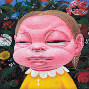 하행은, 꽃소녀, 11.5&times;11.5cm, 캔버스에 아크릴, 2020