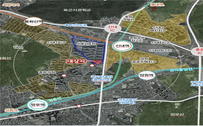 SH공사 중랑구 신내동 신사옥 위치도 [서울시]