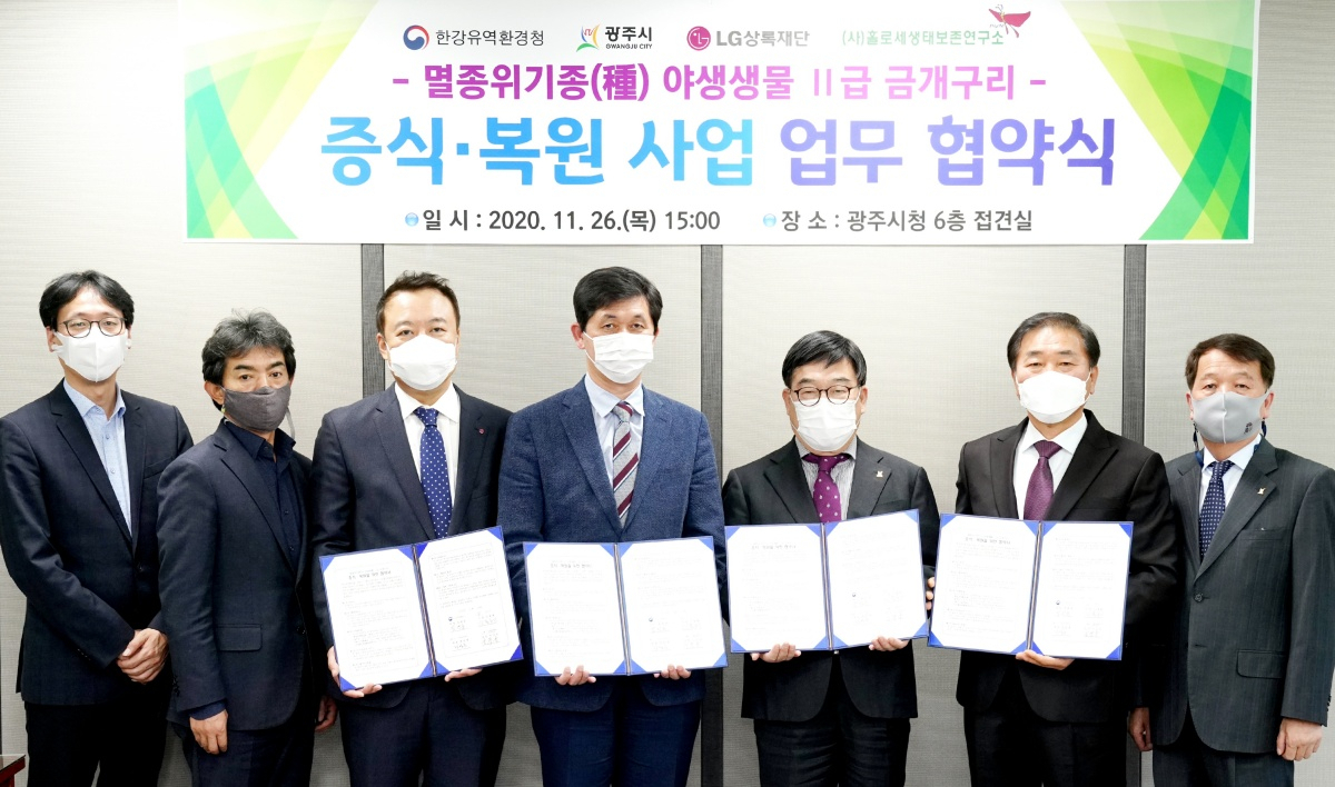멸종위기종 야생생물 Ⅱ급 금개구리 증식·복원 사업 협약. [광주시 제공]