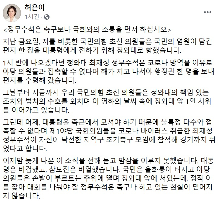 허은아 국민의힘 의원 페이스북 일부 캡처.