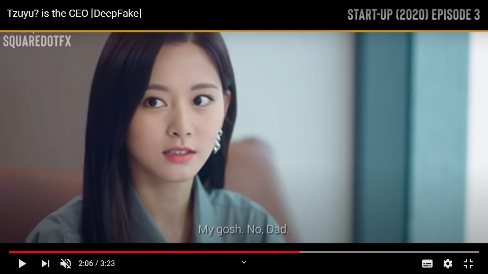 딥페이크 영상에 이용된 걸그룹 멤버 쯔위 (사진=유튜브 캡쳐)