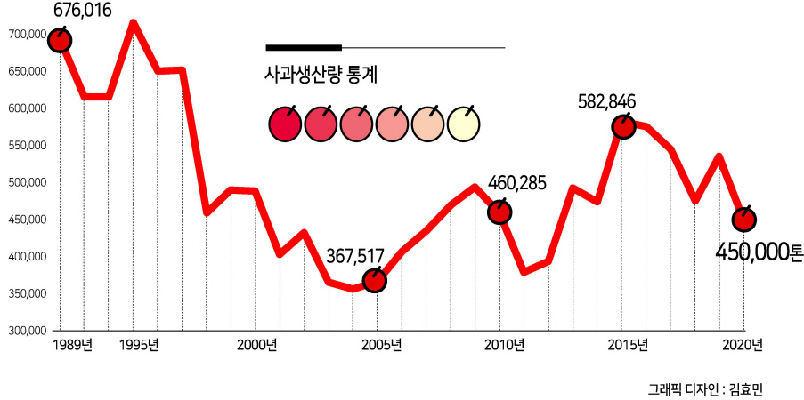 ‘빨간 사과’가 사라진다… 하얗게 질식하는 한반도