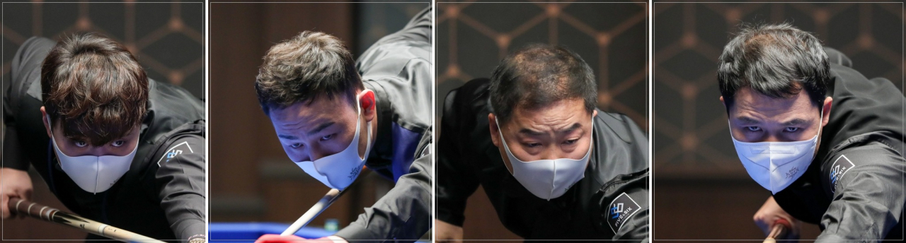 3쿠션 서바이벌 1차 16강전 2조 김정섭 최완영 최호일 허정한(왼쪽부터)
