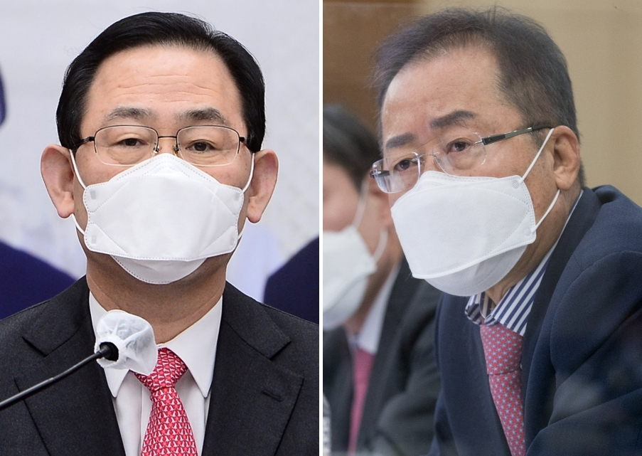 주호영 국민의힘 원내대표(왼쪽)와 홍준표 의원. [헤럴드경제 DB, 연합]
