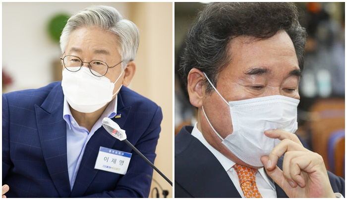 이재명 경기지사(왼쪽)과 이낙연 대표(오른쪽)
