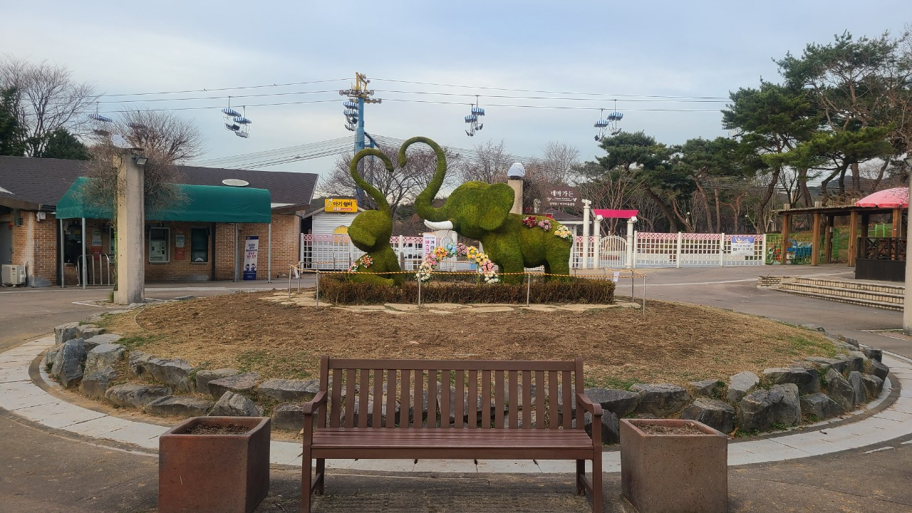 테마가든 입구에 설치한 코끼리 토피어리. [서울시 제공]