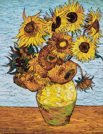 이승오, Layer-고흐의 해바라기, 117&times;91cm, 캔버스에 종이콜라주, 2012