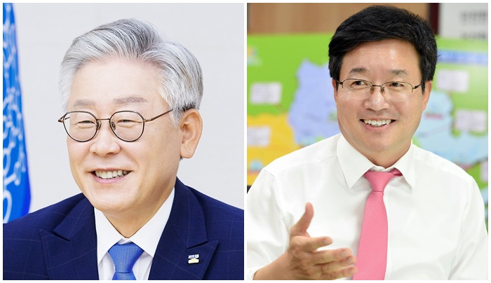 이재명 경기비사왼쪽)과 염태영 수원시장(오른쪽)