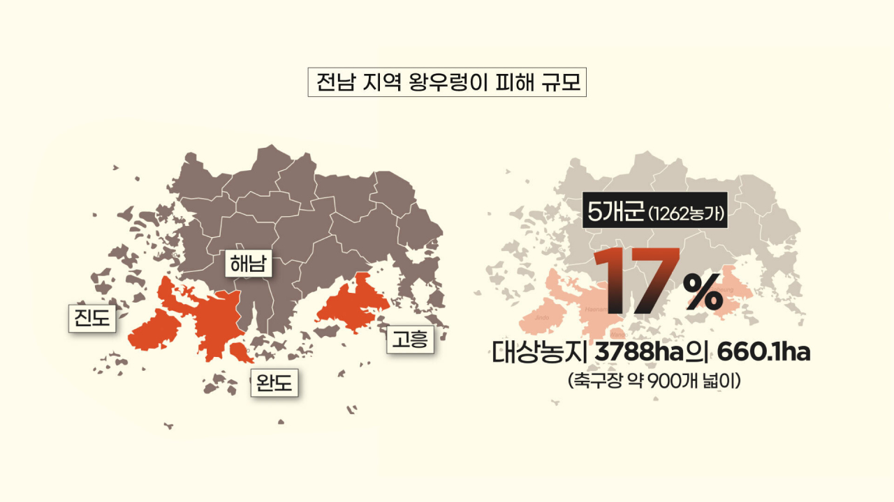 2020년 왕우렁이 피해 심각지역. [허연주·변정하 디자이너, 자료=농촌진흥청]