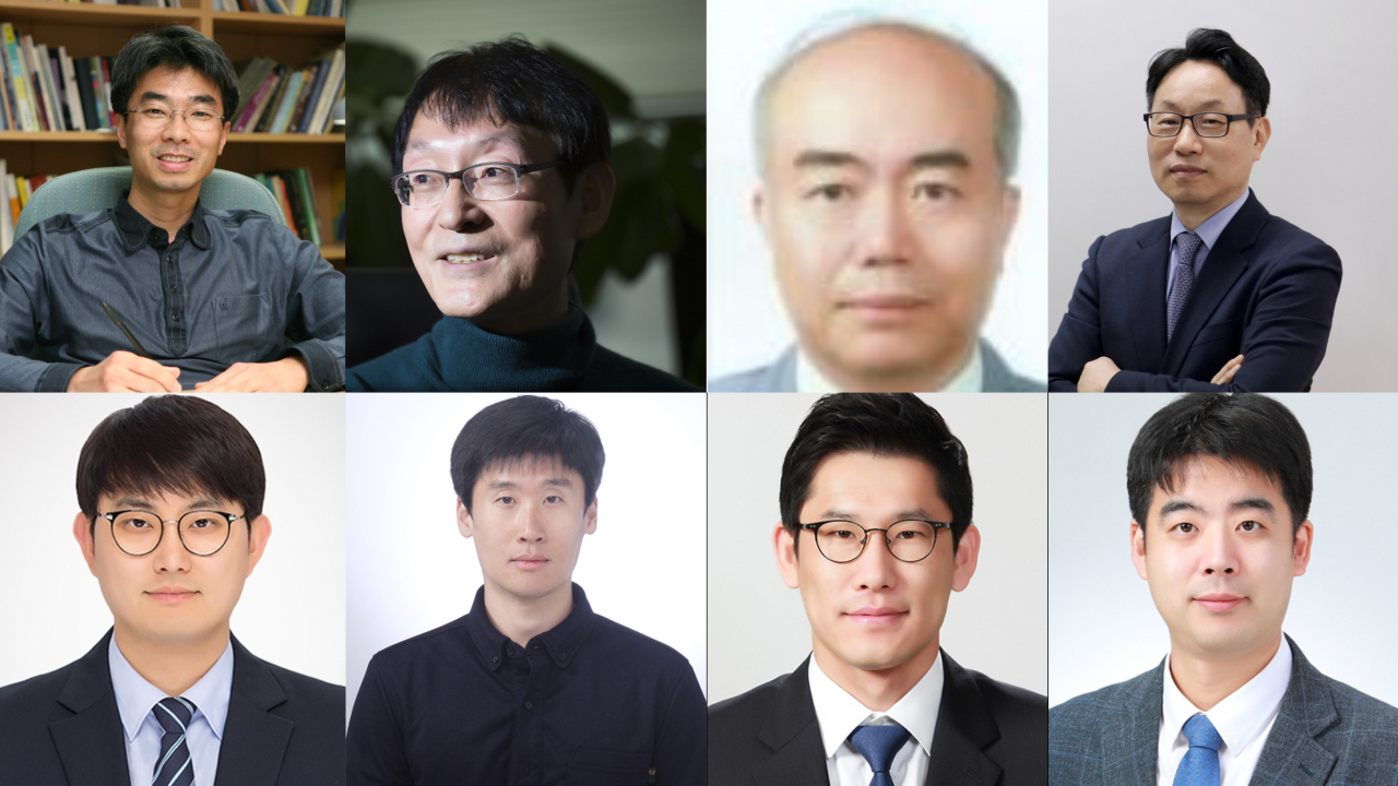 한국과학상, 한국공학상, 젊은과학자상 수상자. 왼쪽부터 김범식, 박규환, 박부견, 이영국, 서인석, 함유근, 박정원, 주영석 교수.[과기정통부 제공]