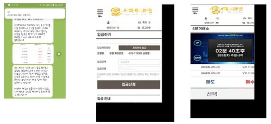 금융소비자연맹은 최근 고급정보를 제공해 높은 수익을 얻을 수 있다며 투자 경험이 적은 투자자들을 카카오톡, 텔레그램, 라인, 네이버 밴드와 같은 SNS 단체대화방(일명 ‘리딩방’)에 끌어들여 공범들이 운영하는 위장사이트인 거래소의 코인 매매를 유도하는 등의 수법으로 투자금을 편취하는 투자사기가 성행하고 있어 투자자들의 주의가 필요하다고 14일 밝혔다. [금융소비자연맹 자료]