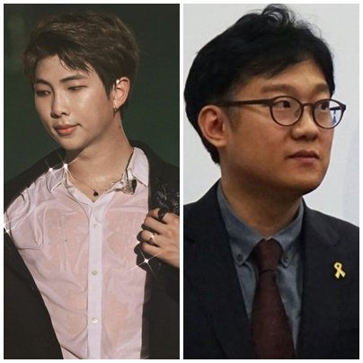 방탄소년단 리더 김남준(왼쪽)과 김남준 경기도 언론비서관(오른쪽)