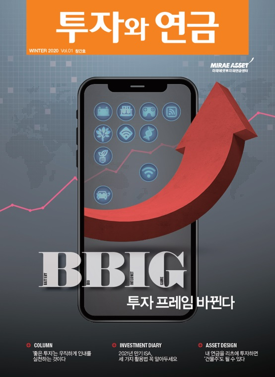 ‘투자와 연금’ 창간호 ‘BBIG 투자 프레임 바뀐다’ 표지.[미래에셋투자와연금센터 제공]