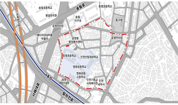 인천시 동구 금창동 ‘같이하는 가치있는 마을’ 사업 대상지.