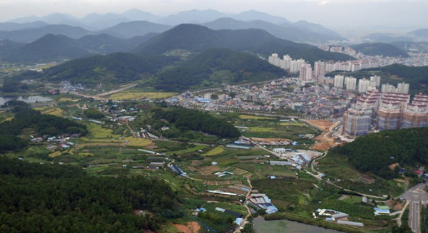 여수시 소라면 죽림리 일원 택지개발지구 항공사진. [여수시 제공]