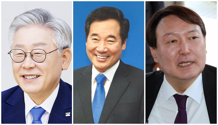 왼쪽부터 이재명 이낙연 윤석열