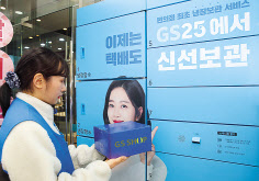 GS25 박스25 앞에서 모델이 GS샵 박스를 들고 있다. [GS25 제공]