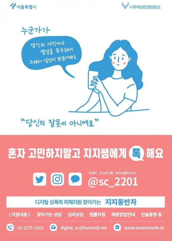서울시 디지털 성범죄 피해 지원 사업인 ‘찾아가는 지지동반자’ 안내문. [서울시 홈페이지 캡처]