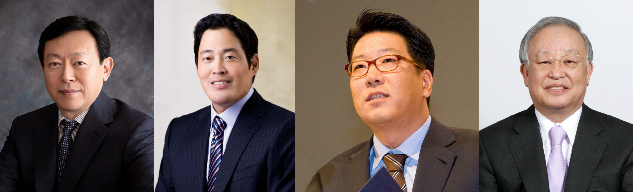 유통가 수장들이 신축년 새해를 맞아 위기가 기회라고 강조했다. 왼쪽부터 신동빈 롯데그룹 회장, 정용진 신세계그룹 부회장, 정지선 현대백화점그룹 회장, 손경식 CJ그룹 회장.[각사 제공]