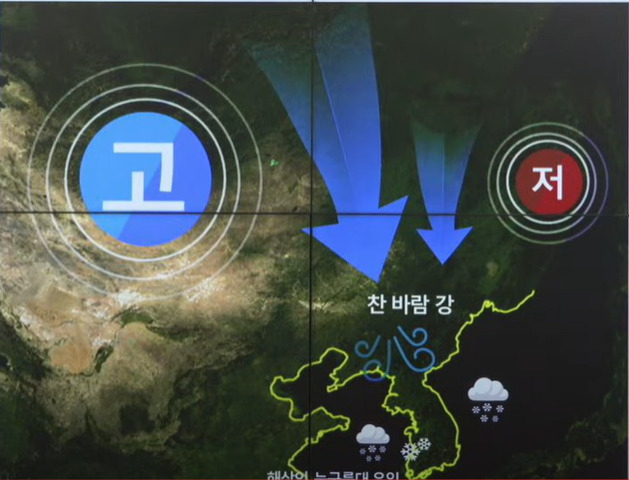 1월 7일 기압계 모식도 [기상청 온라인 브리핑 화면 캡처]