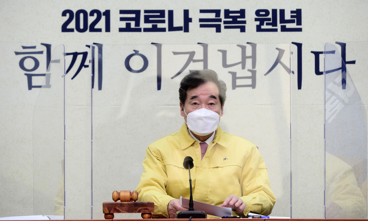 더불어민주당 이낙연 대표가 지난 6일 오전 국회에서 열린 최고위원회의에서 발언하고 있다. [연합]