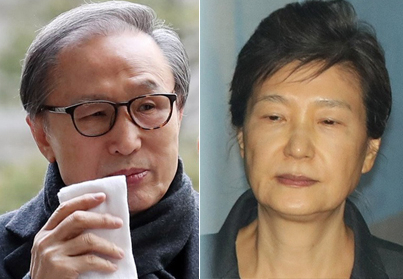 이명박 전 대통령(왼쪽)과 박근혜 전 대통령. [연합]