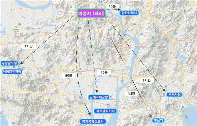 예정지 입지분석도(정주여건 및 업무연계성) [부산시 제공]