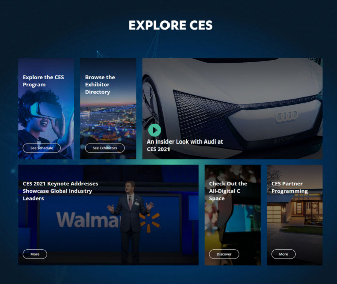 세계 최대 전자·IT 전시회 ‘CES 2021’이 오는 11일부터 14일까지 온라인으로 진행된다.[CES 홈페이지 캡처