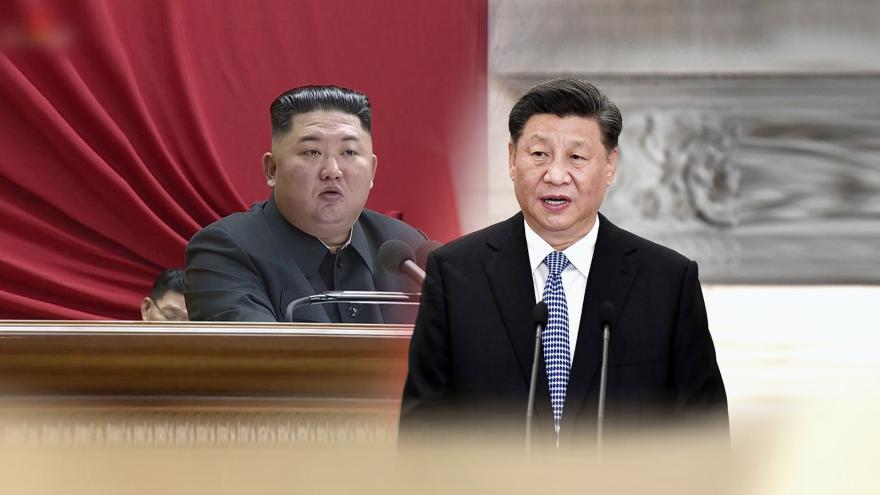 This graphic image shows North Korean leader Kim Jong-un (L) and Chinese President Xi Jinping. (Yonhap)
