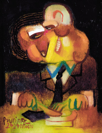 문형태, 가지치기, 34.8&times;27.3㎝(5호), 캔버스에 유채, 2020.